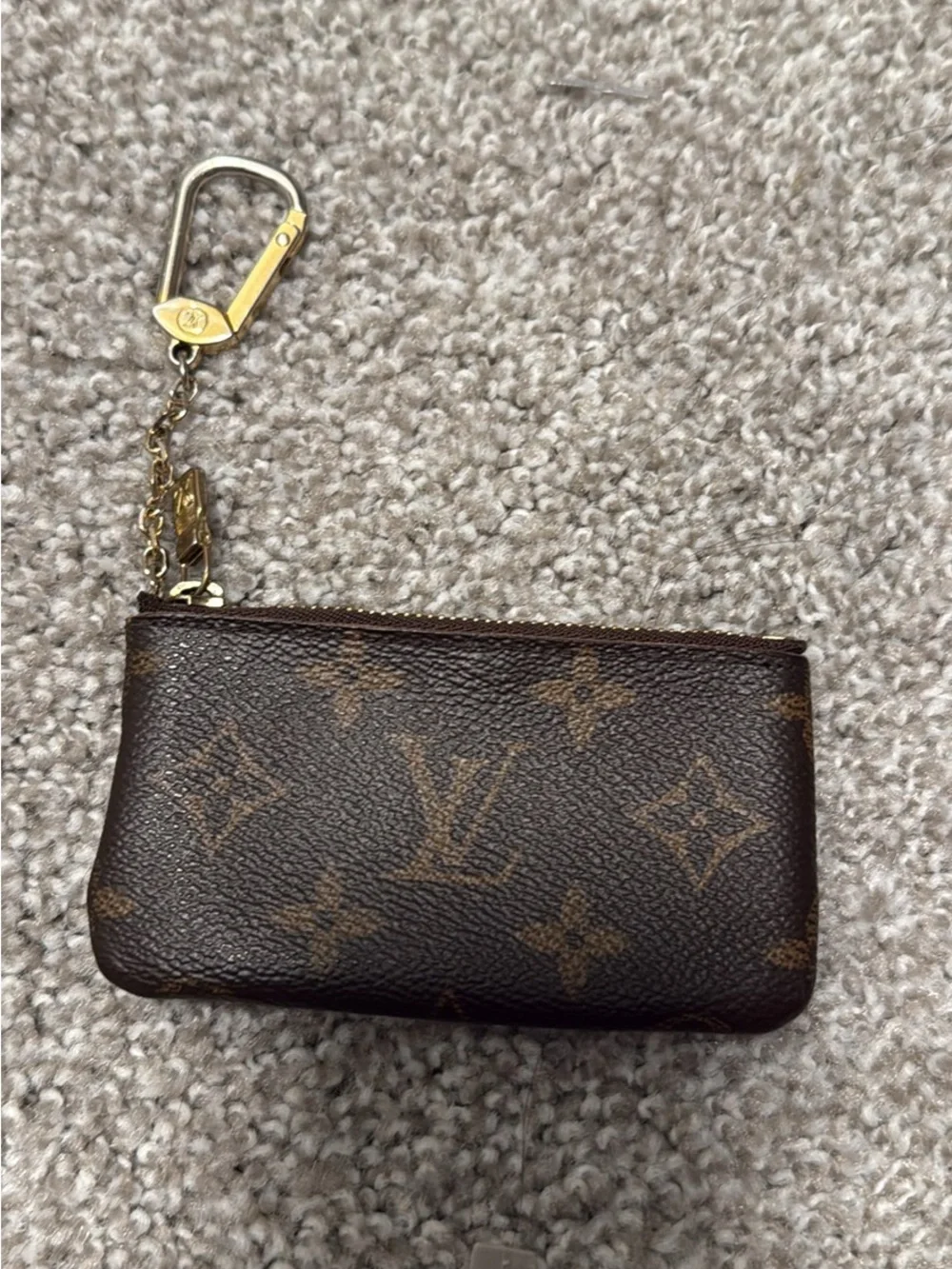 Louis Vuitton Brown Monogram Key Pouch with Gold Hardware